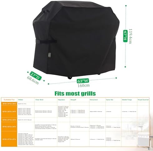 F&J Outdoors Grill Cover BBQ Cover, Black, 63" W x 27" D x 47" H - Image 2