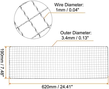 HARFINGTON Square BBQ Grill Net 19x62cm Stainless Steel Cross Wire Barbecue Mesh Mat for Baking Smoking Charcoal Grilling Roasting - Image 2