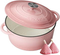 Enameled Cast Iron Dutch Oven, 7.5QT Pot with Lid, Gentle Pink by SUNOUTLY