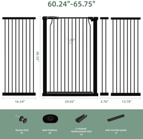 40.5" Extra Tall Baby Gate for Doorways, 60.2-65.7 in Wide Dog Pet Gates - Image 3