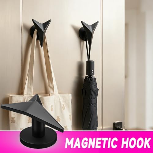 Magnetic Hook, Strong Magnetic Coat Hook Rack, Aluminium Rust-Proof Magnets Hook for Coat Towel Bag Unbrella Anti-Slip Rubber Neodymium Magnet with Hook for Fridge Front Door Washer - Image 2