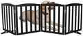 Freestanding Dog Gate Indoor,Doggie Gate Foldable Pet Gates for Doorways,Stairs or Hallways, Wooden Black Pet Gate for the House, Pet Fence with Support Feet Included,24 "Height-4 Panels by SFJC