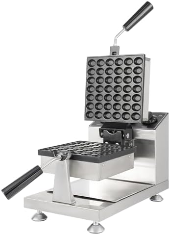 Commercial Bubble Waffle Maker, 1200W Electric Waffle Machine, Stainless Steel Egg Puff Waffle Iron Baker with Non-Stick Coating, 180° Rotating, 122-572℉ Temperature Adjustable, 42 Egg Cones by Milzeone