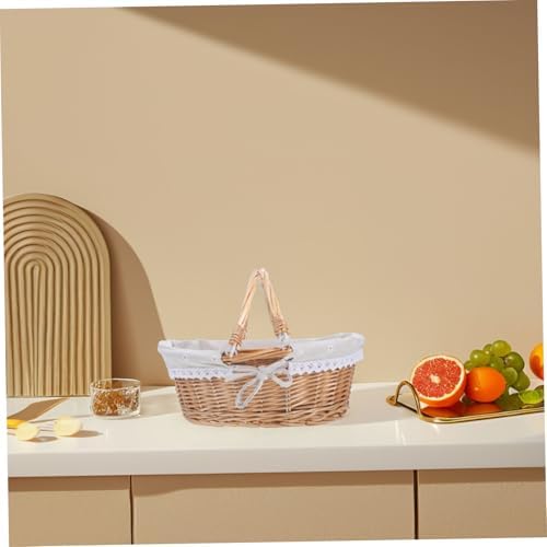 Wicker Storage Basket with Handles for Home Kitchen Organizing Xmas - Image 7