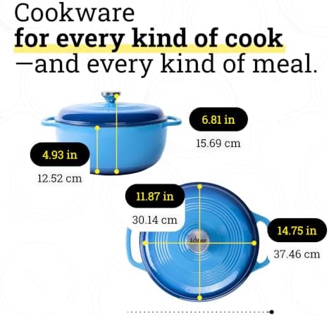 Lodge Essential Enamel Cast Iron Dutch Oven, 7.5 Quart, Caribbean Blue - Image 5