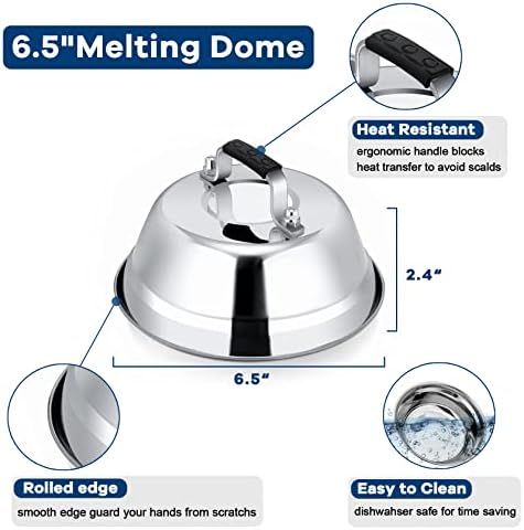 Leonyo 6.5IN Stainless Steel Griddle Basting Cover Dome, 2 Pack - Image 2