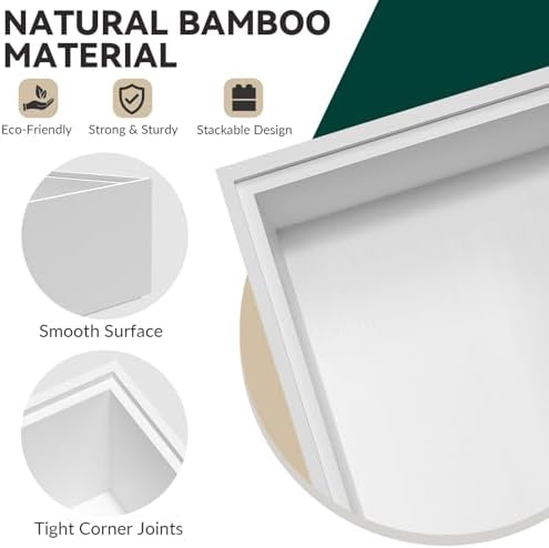 Lixple Bamboo Kitchen Drawer Organizer, 2 Pack, 15" x 6" x 2", White - Image 5