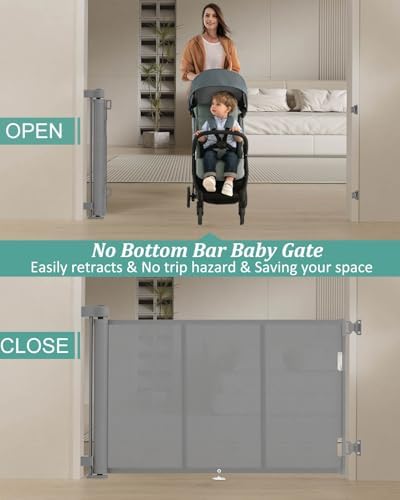 Miumoon 71 inch Reinforced Retractable Baby Gates 34 inch Tall - Image 4