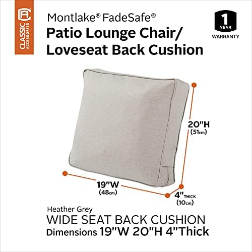 Classic Accessories Montlake FadeSafe FadeSafe Patio Lounge Chair/Loveseat Back Cushion, 19 x 20 x 4 Inch, Heather Grey - Image 2