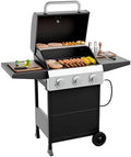 ROVSUN 3 Burner Propane Gas Grill with Foldable Side Shelves, 36000BTU BBQ Grills with Enameled Cast Iron Grates, Cabinet & Poratable Rolling Wheels for Outdoor Garden Patio Backyard Barbecue Cooking by ROVSUN