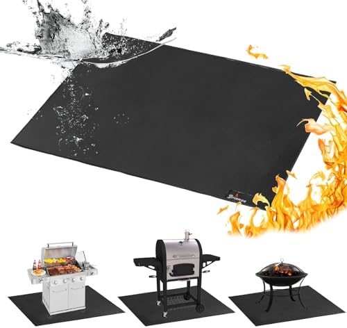 Under Grill Mats for Outdoor Grill - 48x40 Inch BBQ Mat for under Barbecue - Double-Sided Fireproof Patio & Deck Protector Mat - Fire Pit Mat -Oil-Proof Grill Floor Pads - Stove Mat Patio Accessories by Brinman