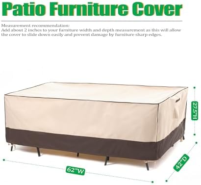 F&J Outdoors Patio Furniture Cover, Beige + Coffee, 62"W x 42"D x 27.5"H - Image 2