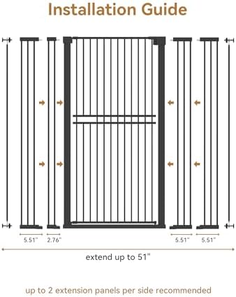 No Pawblems Gate Extension, 5.5" Width Expander for 55.0" Pet Gate, Black - Image 5