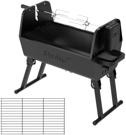 Flintex Portable Dual Zone Rotisserie & Grill, Charcoal Grill, Foldable by FlintexGrills