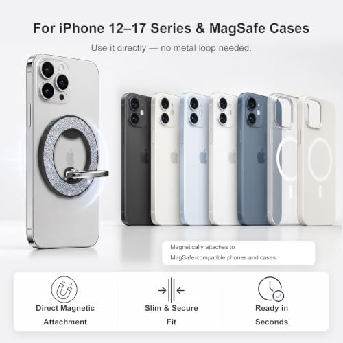 Magnetic Phone Ring Holder for MagSafe, Glitter Magnetic Grip - Image 2