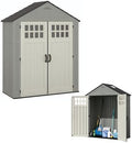 Suncast Everett 6x3 ft Vertical Storage Shed - Resin Outdoor Garden Shed with Floor, Windows, Skylight & Lockable Double Doors. Slim Yard Storage for Utility Tools & Backyard Equipment by Unknown