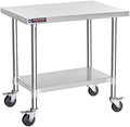 DuraSteel 24x36 NSF Stainless Steel Cart - Heavy Duty Rolling Food Prep Table with Undershelf - Metal Utility Cart for Commercial Restaurant Kitchen, Laundry, Outdoor Portable BBQ Grill by DuraSteel
