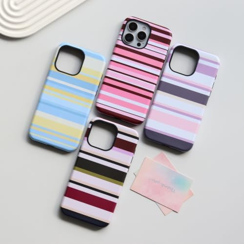for iPhone 15 Pro Case, Magnetic Matte Frosted Dual-Layer Striped Phone Case for Women, Retro Aesthetic Cover Compatible with MagSafe Accessories - Lavender Mist - Image 5