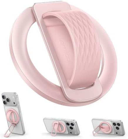 Lamicall Soft Pink Comfortable Silicone Finger Loop Magnetic Phone Grip by Lamicall