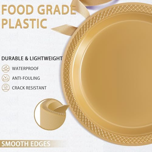 WELLIFE Gold Plastic Plates 7 Inch 50 Count - Image 3