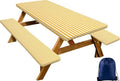 CAPSCEOLL Fitted Picnic Table Cover with Bench Covers 8ft - Yellow White by CAPSCEOLL