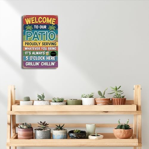BEASTZHENG Welcome Patio Tiki Bar Metal Tin Signs For Home Porch Bar Wall Decor Beach Bar Decorations For Backyard Hot Tub Poster Tin Sign 8x12 Inch - Image 6