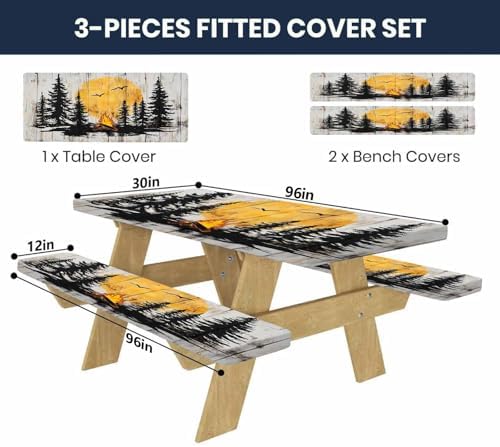 CAPSCEOLL Picnic Table Cover with Bench Covers 8ft - Camping on Wood - Image 2