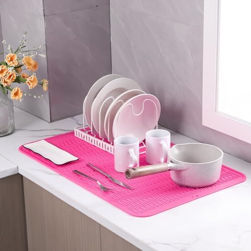 MicoYang Silicone Dish Drying Mat for Multiple Usage,Easy clean,Eco-friendly,Heat-resistant Silicone Mat for Kitchen Counter or Sink,Refrigerator or Drawer Liner Rose 3XL 28 inches x 18 inches - Image 6
