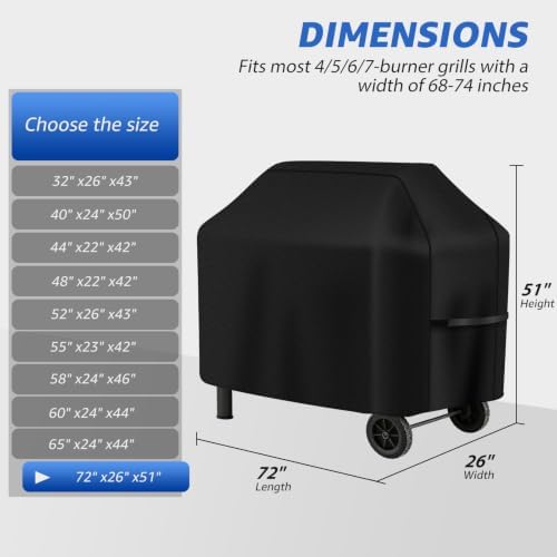 Perfect Grill Cover for Outdoor Grills Waterproof Rip-Proof Weather Resistant for Reliable Protection Griddle Cover Easy to Clean Adjustable Hem Drawstring Fade Resistant (Brown, 72) - Image 2