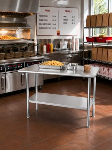 Atelicf NSF Stainless Steel Prep Table 30X36 inch, Rounded Flat Top - Image 7