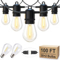 Brightown LED Outdoor String Lights for Patio 100FT with 32 Shatterproof S14 Vintage Edison Bulbs, Waterproof Outside Hanging Lights for Backyard Deck Garden Party Xmas Decor, 2700K by Brightown