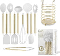 COOK WITH COLOR Silicone Cooking Utensils, Kitchen Utensil Set, Easy to Clean Silicone Kitchen Utensils, Cooking Utensils for Nonstick Cookware, Kitchen Gadgets Set with Holder, 11 Pieces by CookwithColor