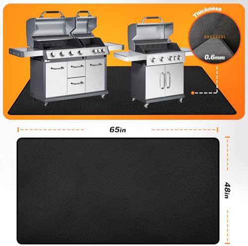 65" x 48" Under Grill Mat for Outdoor Grill, 2000°F Fireproof Deck Pad - Image 5