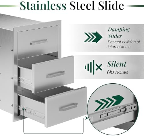 Jocisland 14-Inch Stainless Steel Outdoor Kitchen Drawer Cabinet - Image 6