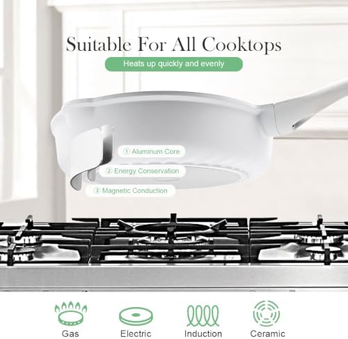 14 Inch Large Deep Frying Pan Skillet with Lid, Saute Pan Nonstick - Image 5