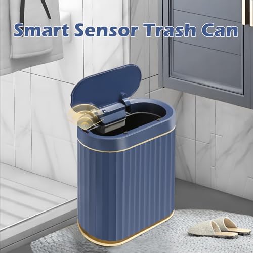 ELPHECO 2 Gallon Sensor Trash Can, Automatic Lid, Midnight Blue Gold - Image 3
