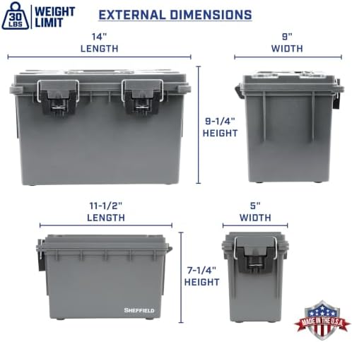 Sheffield 12755 Ammo Box Made in USA, Stackable Lockable Ammo Storage Box - Image 2