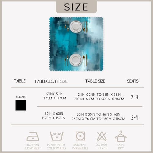Teal Grey Tablecloth 54x54 Inch Square Abstract Art Painting Turquoise Table Cloth Decorations Table Cover for Party Picnic Kitchen Dinner Decor Outdoor - Image 6