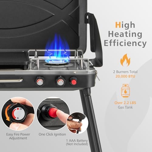 Giantex 2-in-1 Portable Propane Gas Grill & Stove with Detachable Legs - Image 2