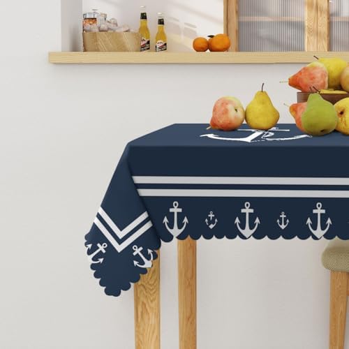 Nautical Tablecloth 54x54 Inch Square Anchor Sailing Ocean Dark Navy Blue Table Cloth Decorations Table Cover for Party Picnic Kitchen Dinner Decor Outdoor - Image 3