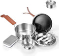 Odoland 10pcs Camping Cookware Stainless Steel Camping Pot and Pan Set with Plate Bowl Fork Knife Spoon for Backpacking, Hiking, Outdoor Cooking and Picnic by Odoland