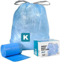 Plasticplace Custom Fit Trash Bags, Compatible with simplehuman Code K (50 Count) Tinted Blue Drawstring Garbage Liners 10 Gallon / 38 Liters, 24" x 28" by Plasticplace
