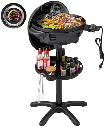 1200W Electric Grill Outdoor, Portable Removable Stand BBQ Grill by BUYNOW