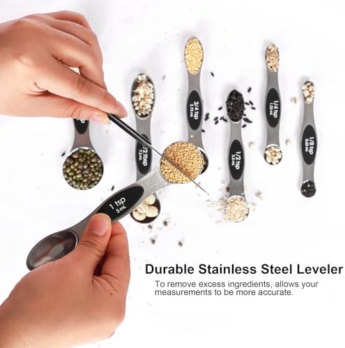 Magnetic Measuring Spoons Set Stainless Steel with Leveler-9pcs Stackable Metal Tablespoon Measure Spoon for Baking-Measuring Cups and Spoon Set Kitchen Gadgets Apartment Essentials Fits in Spice Jars - Image 4