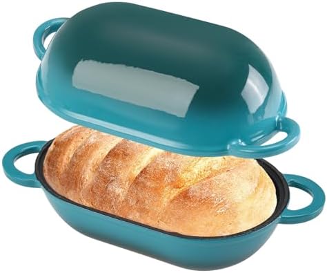5 QT Enameled Cast Iron Sourdough Bread Oven, Loaf Pan with Lid by NSIRONS