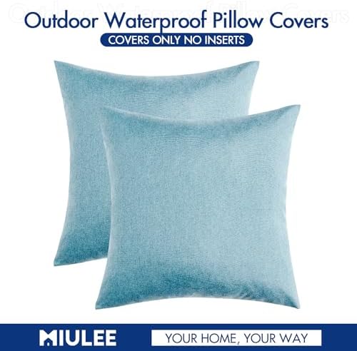 MIULEE Decorative Outdoor Pillow Covers Waterproof 20x20 Blue Gray - Image 6