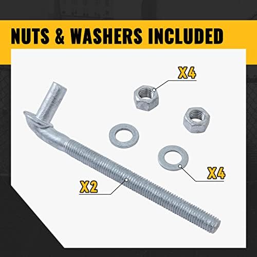VIVIDA 5/8" X 8" J Bolt Gate Hinge, Heavy Duty Gate Hinge Bolt, 2-Pack - Image 6