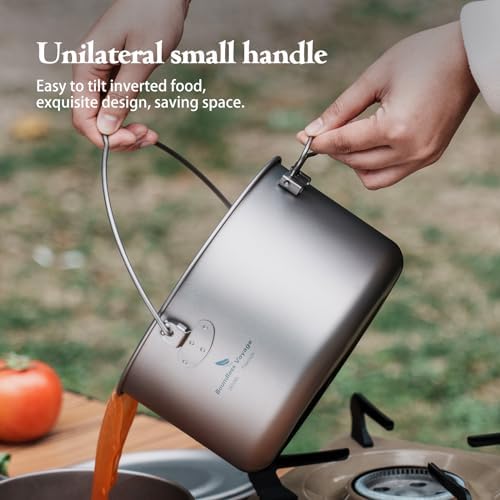 iBasingo 1950ml (65.9oz) Titanium Camping Bail Handle Pot Ti2044C - Image 4