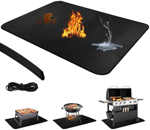 Under Grill Mats for Outdoor Grill, Double-Sided Fireproof, Oil-Proof BBQ Matt for Under Grill, for Grass and Deck, Outerdoor Fire Pit Fireplace Mat (60x40 inch) by Unknown
