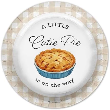 Birthday Galore Our Little Cutie Pie Is On The Way Baby Shower - 32 Piece Disposable Party Supplies - Fall Baby Shower Decorations - Round Party Plates - Large 9" Paper Plates In Bulk - Image 6